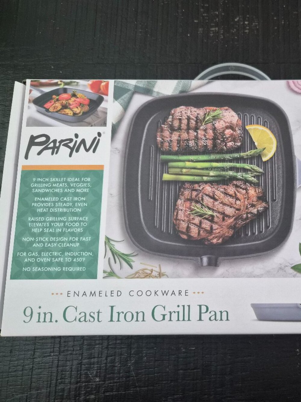 Parini 9-inch Cast Iron Grill Pan